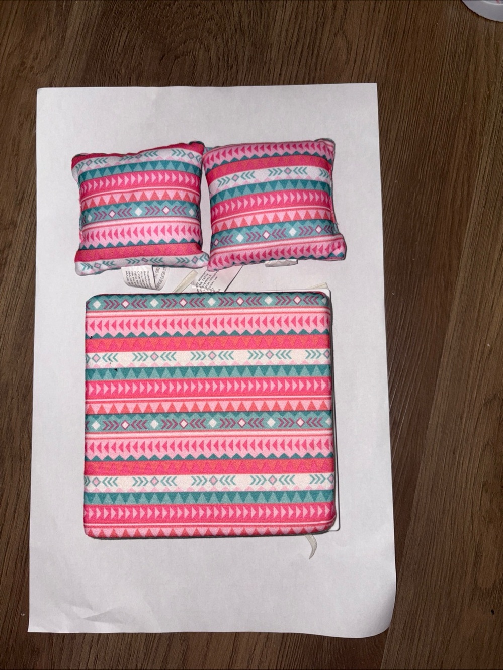 Unlisted Pink Teal Patterned Doll Bedding Set